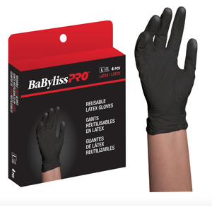 BaByliss Pro Reusable Latex Gloves - Black (4 Pack)